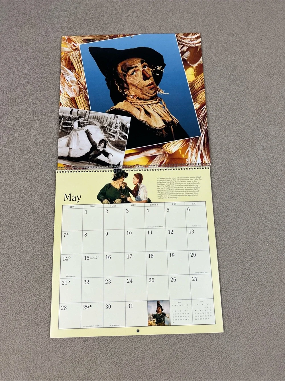 VTG 1995 Hallmark Wizard Of Oz Calendar. Dorothy, Tin Man, Cowardly Lion, Toto.